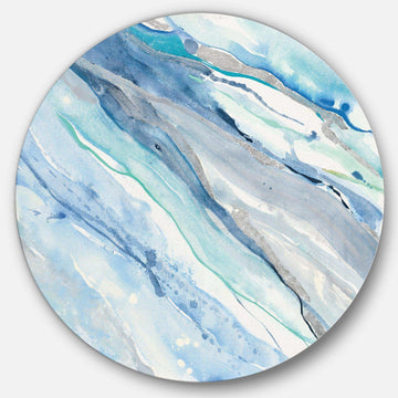 Blue Silver Spring II - Cottage Round Metal Wall Art
